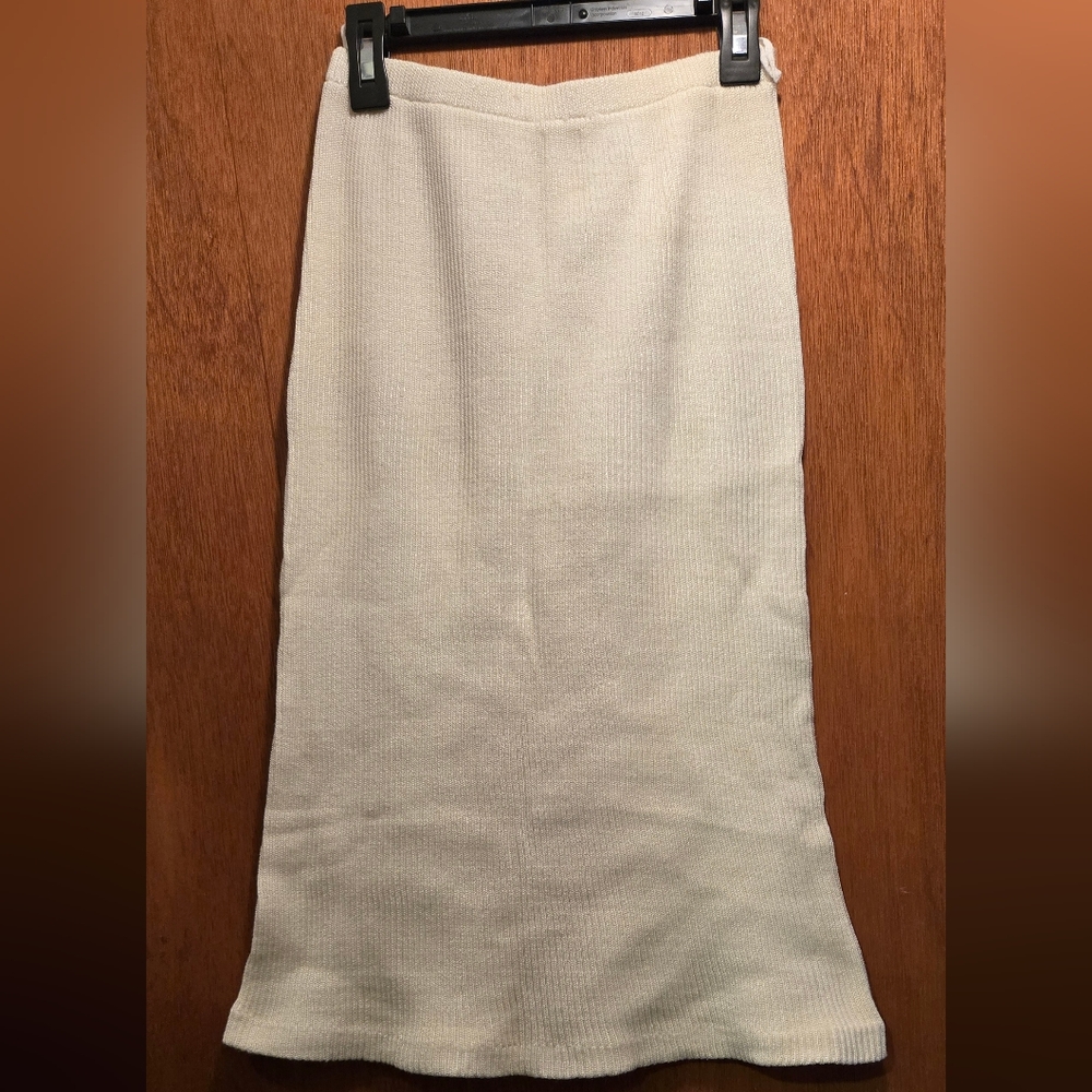 Judy Knapp beautiful white sparkling knit sweater skirts szM/S - Picture 2 of 5